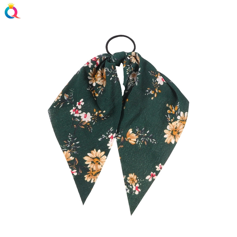 Floral Print Triangle Scarf Hair Scrunchie