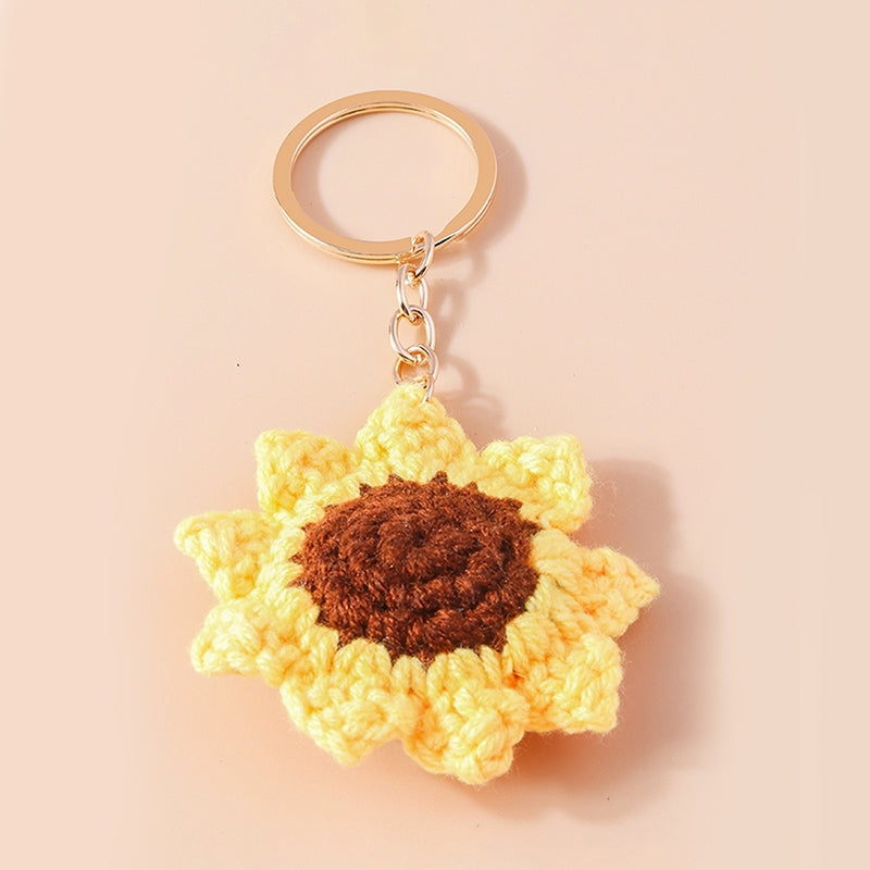 Pastoral Sunflower Knit Zinc Alloy Keychain Accessory