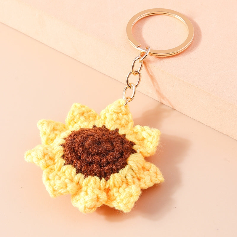 Pastoral Sunflower Knit Zinc Alloy Keychain Accessory