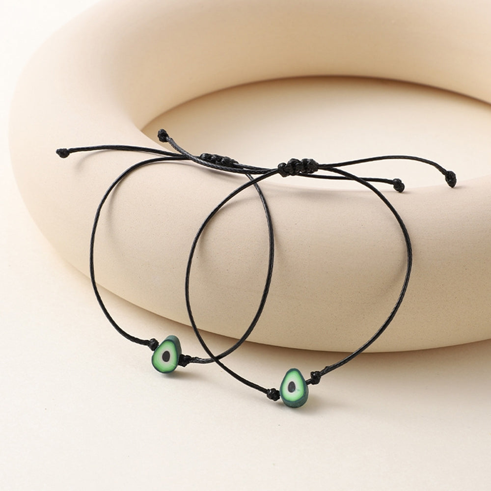 Pastoral Avocado Wax Rope Clay Adjustable Friendship Bracelet Set