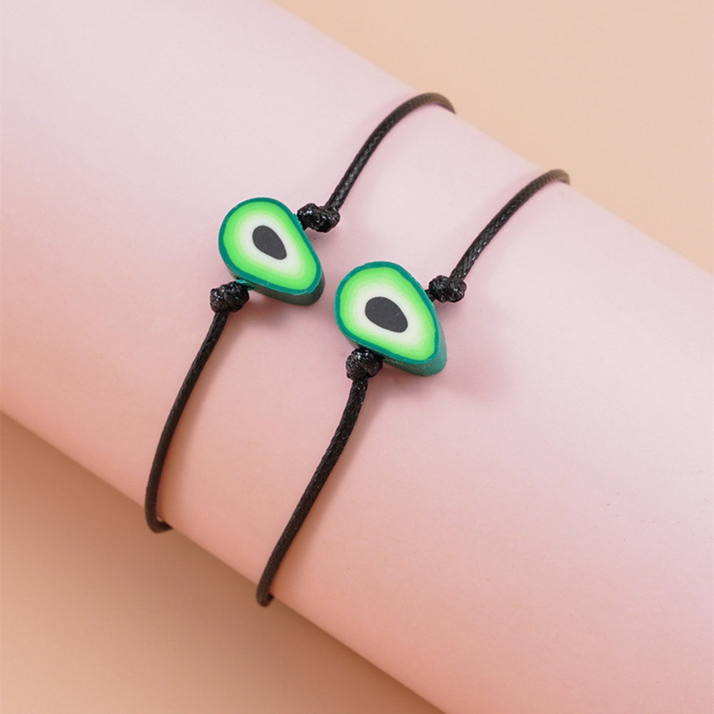 Pastoral Avocado Wax Rope Clay Adjustable Friendship Bracelet Set