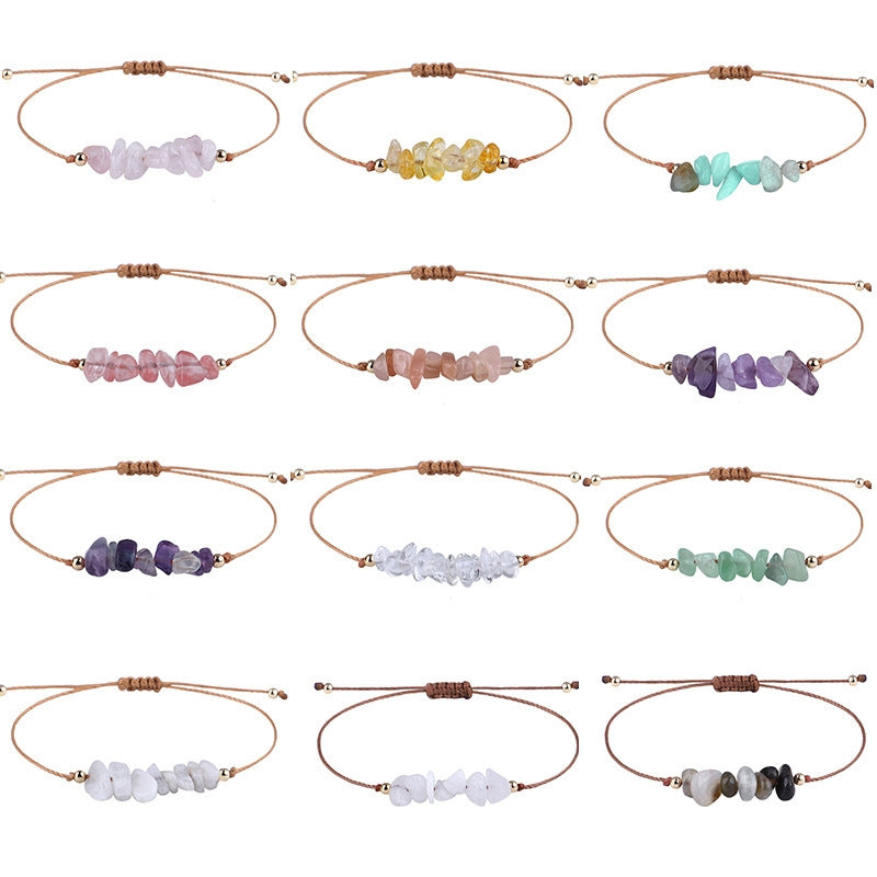 Pastoral Geometric Natural Crystal Stone Adjustable Women's Bracelet