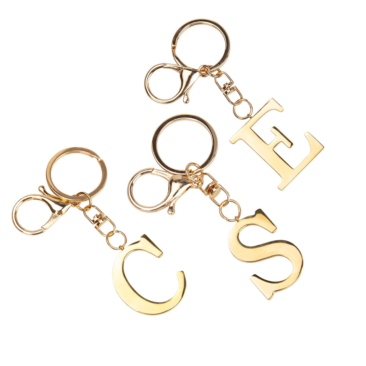 Stainless Steel Alphabet A Keychain Pendant with Gold Tag