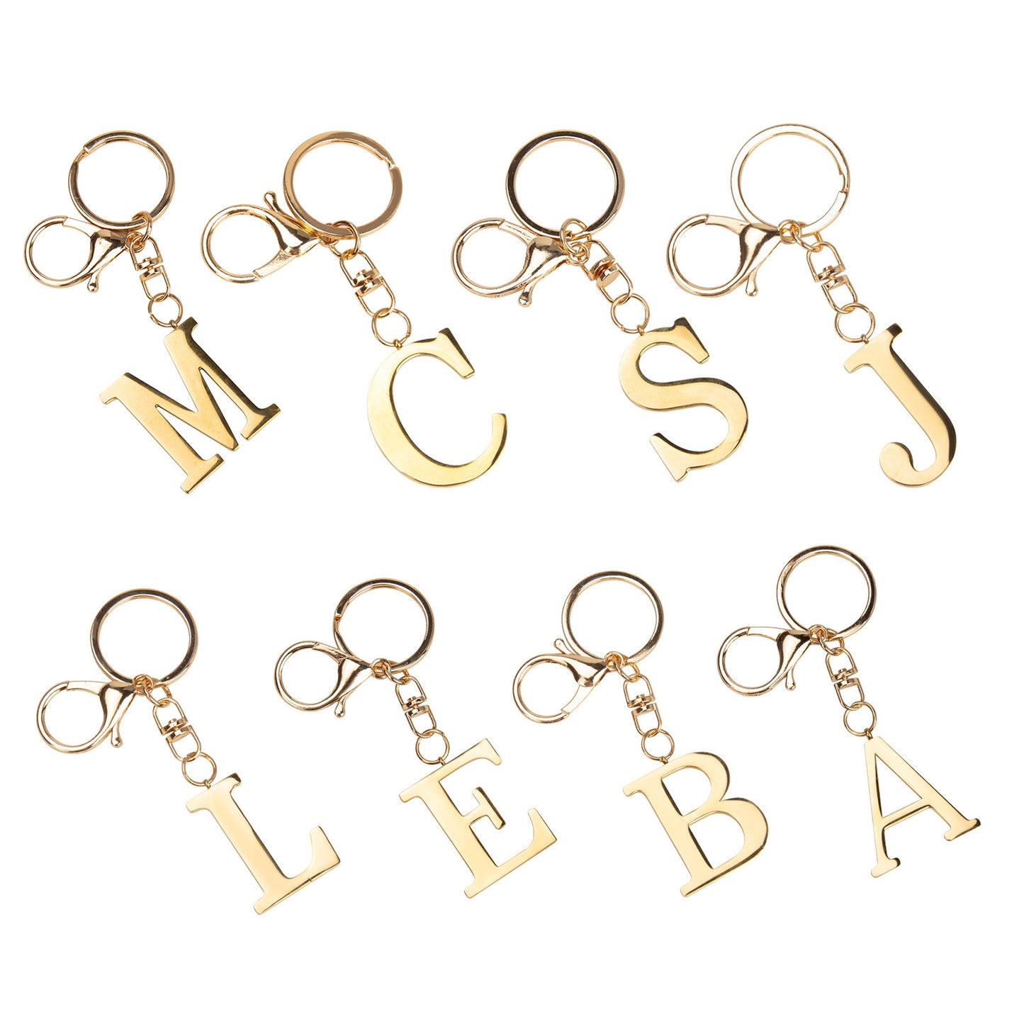 Stainless Steel Alphabet A Keychain Pendant with Gold Tag