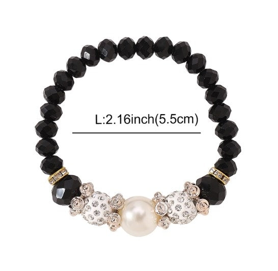 Pastoral Style Pearl and Crystal Beaded Women's Bracelet