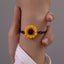 Sunflower and Daisy Leather Rope Bracelet for Women and Friends