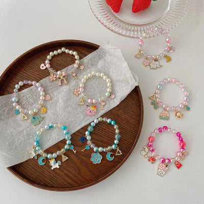 Pearl Cartoon Gradient Color Beaded Bracelet for Kids