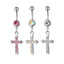 Piercing Jewelry Stainless Steel Diamond Cross Pendant Navel Nail