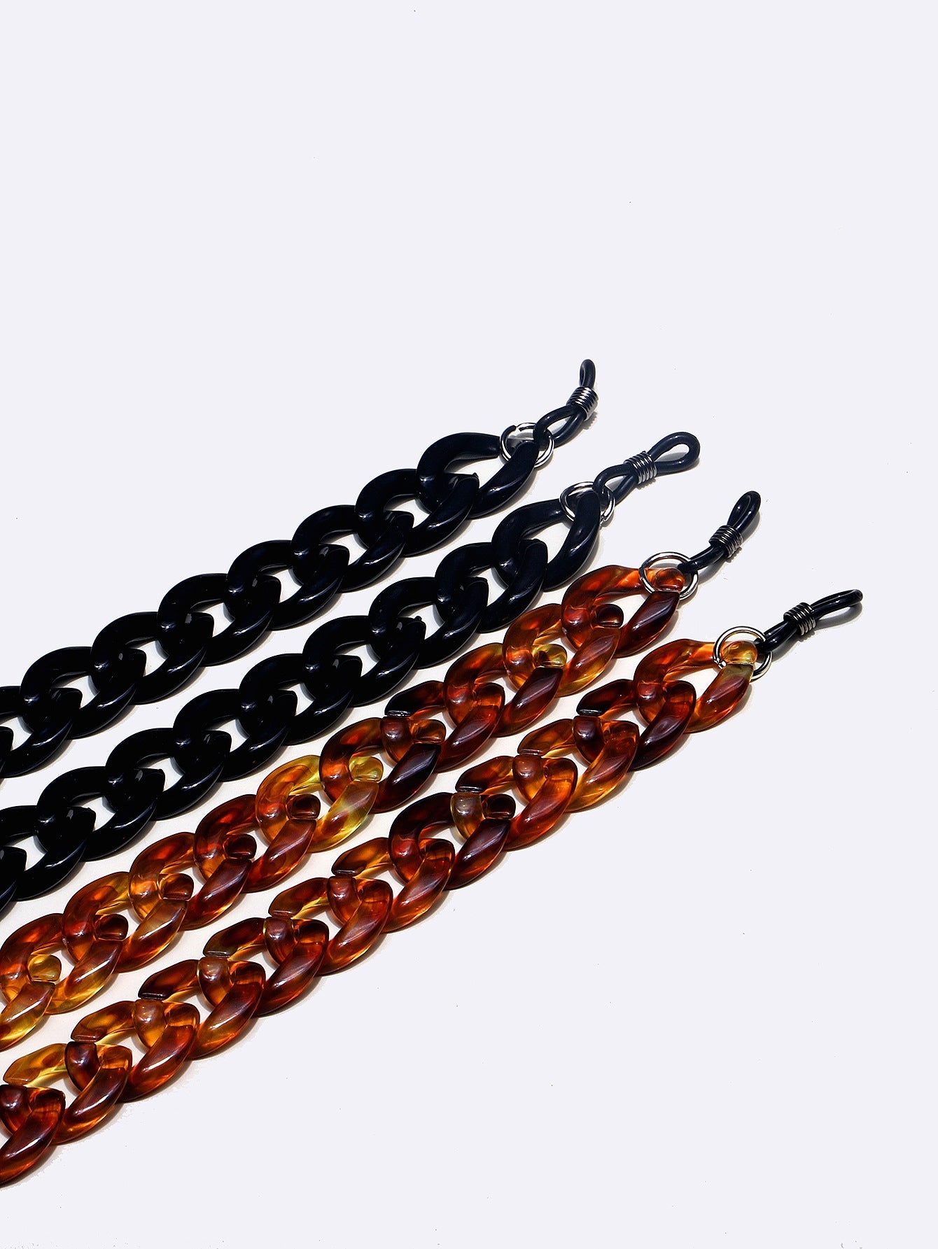 Acrylic Black Amber Eyeglasses Chain Set with Independent Packaging