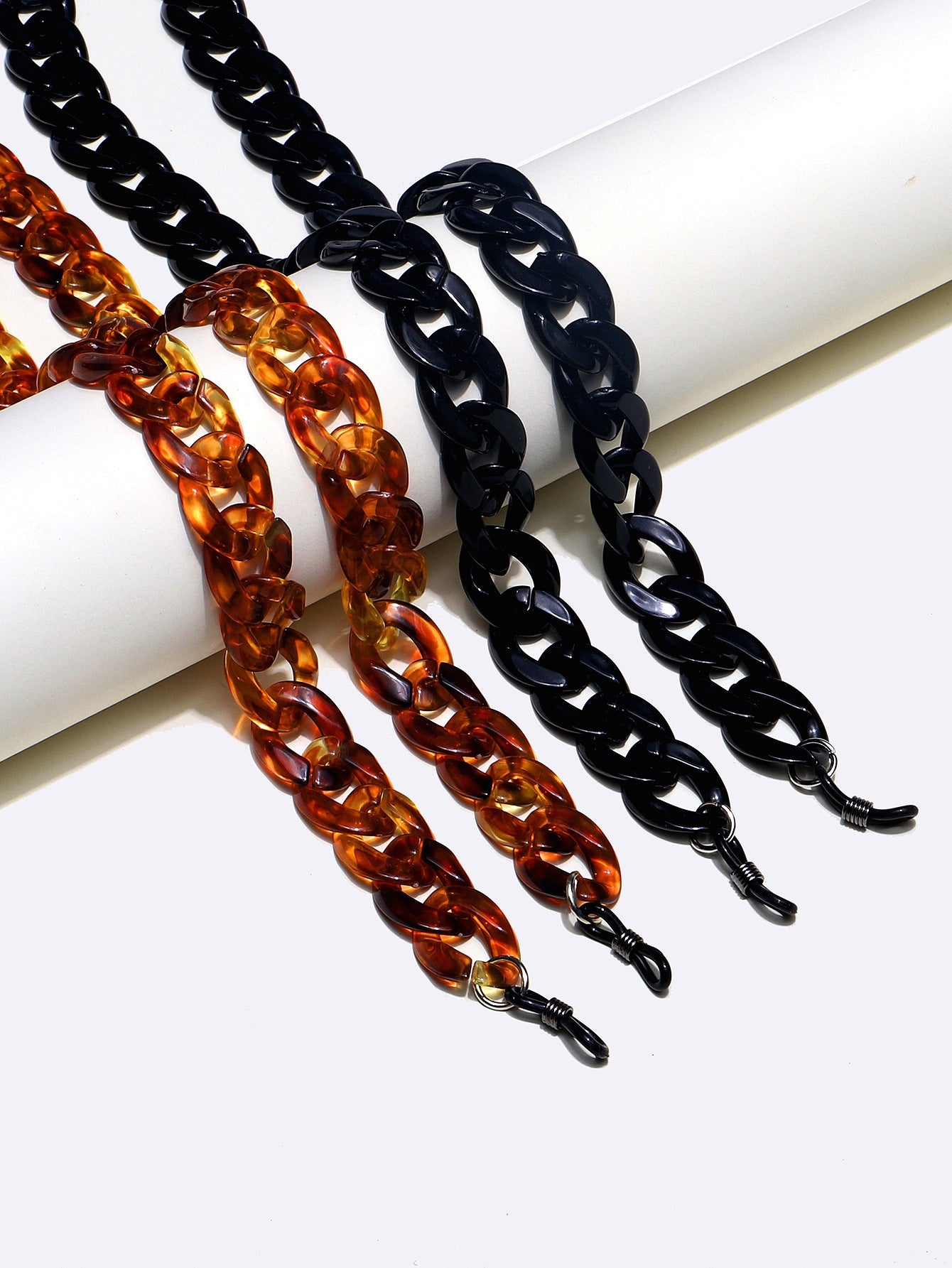 Acrylic Black Amber Eyeglasses Chain Set with Independent Packaging