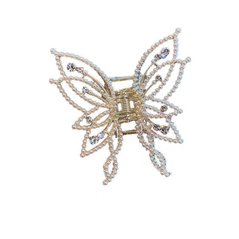 Princess Butterfly Alloy Hair Claw with Artificial Pearls and Rhinestones