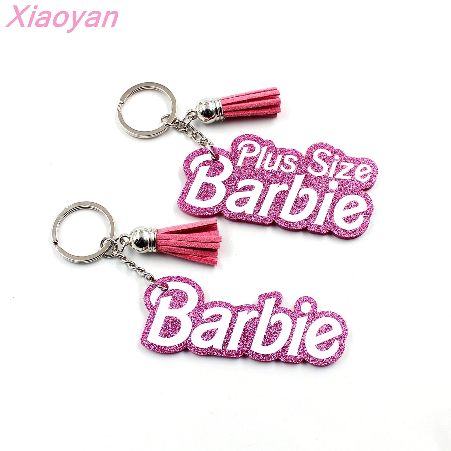 Princess Sweet Acrylic Letter Keychain with Tassel Charm for Women