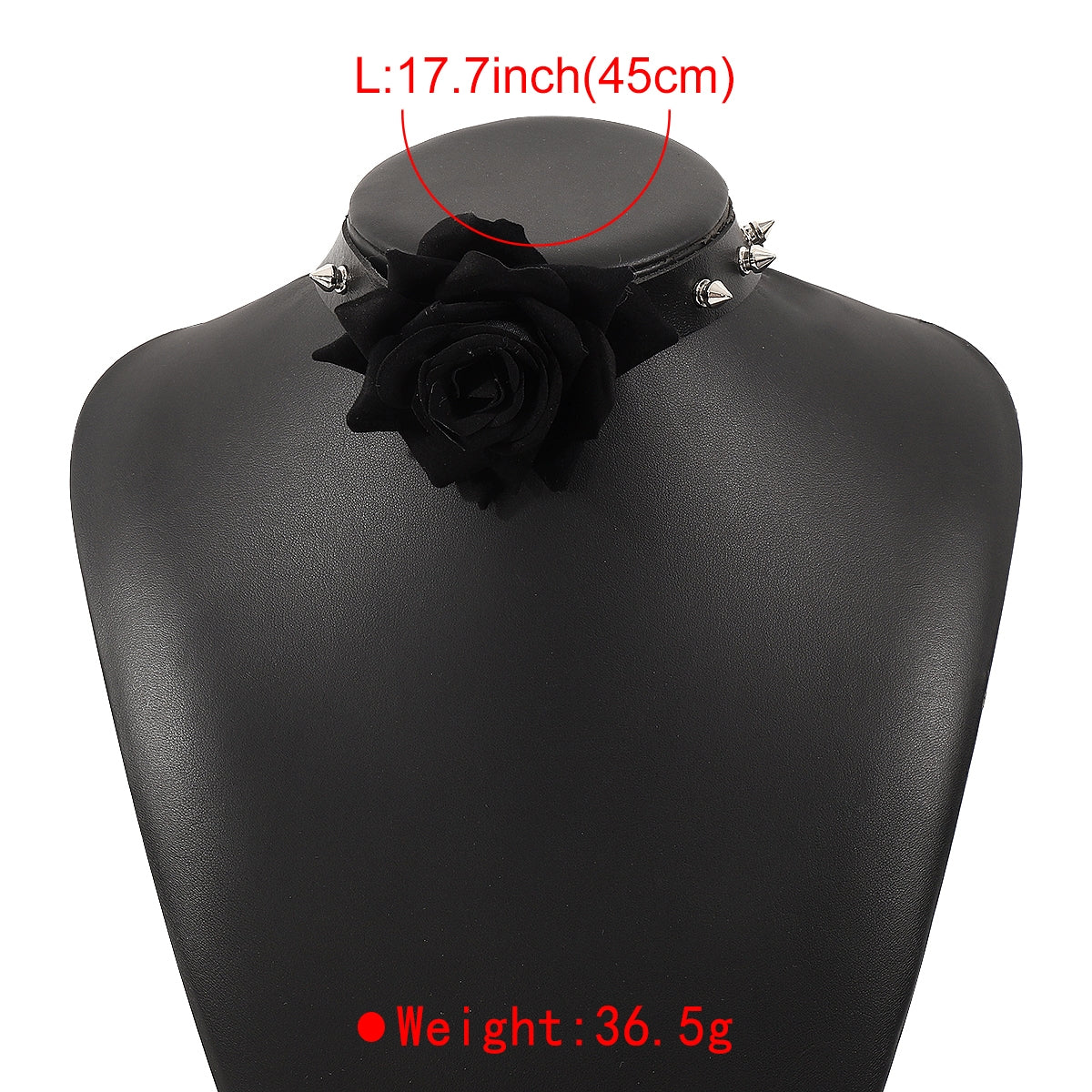 Punk Style Rose PU Leather Studded Choker Necklace for Women