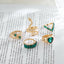 Punk Heart Snake Alloy Gemstone & Green Butterfly Crystal Ring Set for Women