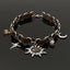 Punk Sun Moon Star Leather Choker Necklace for Women