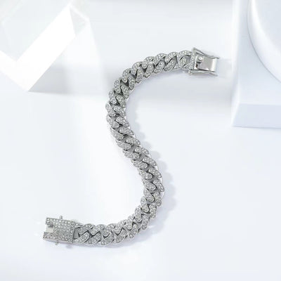 Punk Cuban Chain Rhinestone Men's Bracelet - European American Fashion Jewelry