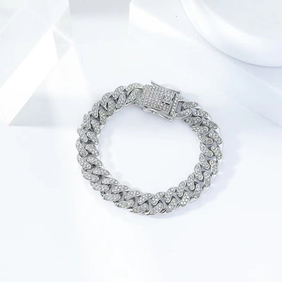 Punk Cuban Chain Rhinestone Men's Bracelet - European American Fashion Jewelry