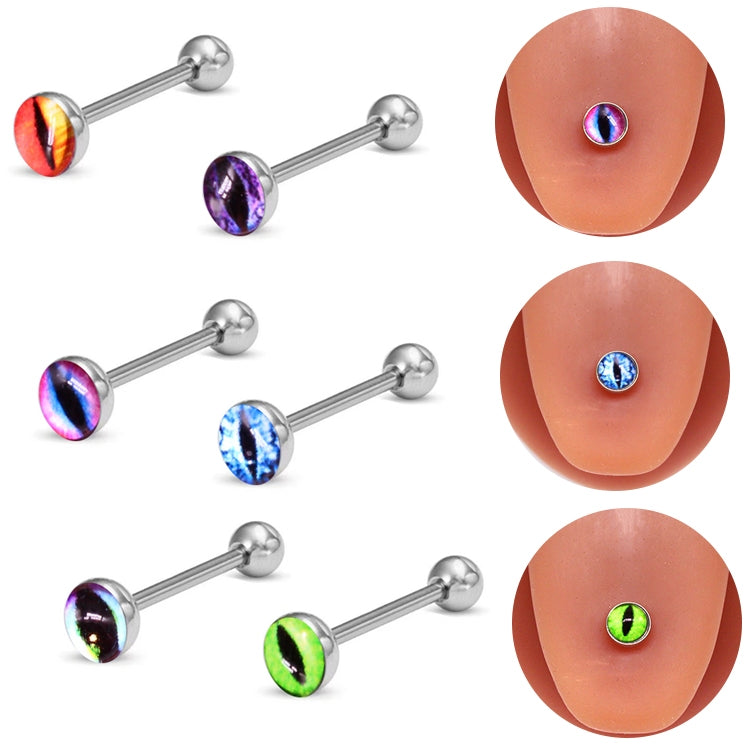 Punk Devil's Eye Multi-Color Stainless Steel Tongue Stud Jewelry