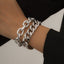 Punk Geometric Thick Chain Bracelet Set - Women's Hip Hop Metal Jewelry