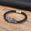 Punk Dragon Black Stainless Steel and Microfiber Leather Men's Bracelet