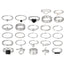 Punk Geometric Heart Snake Alloy Ring Set - 27 Pieces