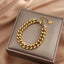 Punk Geometric Gold Plated Titanium Steel Cuban Chain Bracelet for Women