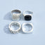 Punk Hip Hop Vintage Geometric Metal Ring Set - Four Piece Collection