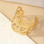 Punk Leaf Design Gold Plated Open Cuff Bracelet for Women