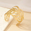 Punk Leaf Design Gold Plated Open Cuff Bracelet for Women