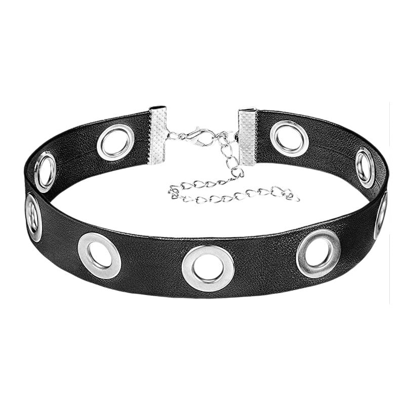 Punk Style Hollow Out PU Leather Choker Necklace for Women