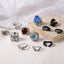 Punk Skull & Evil Eye Alloy Gemstone Rings Set - 12 Pieces