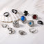 Punk Skull & Evil Eye Alloy Gemstone Rings Set - 12 Pieces