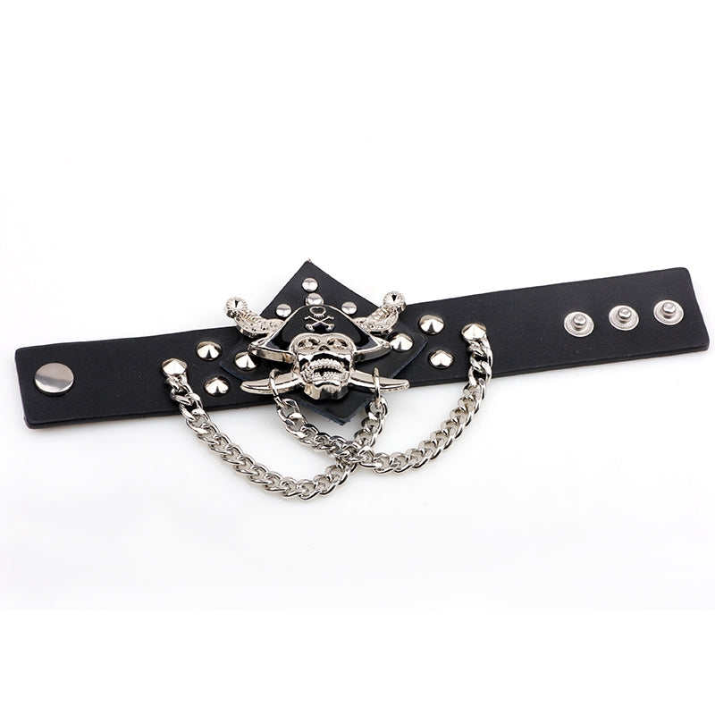 Punk Skull Leather Chain Men's Bracelet