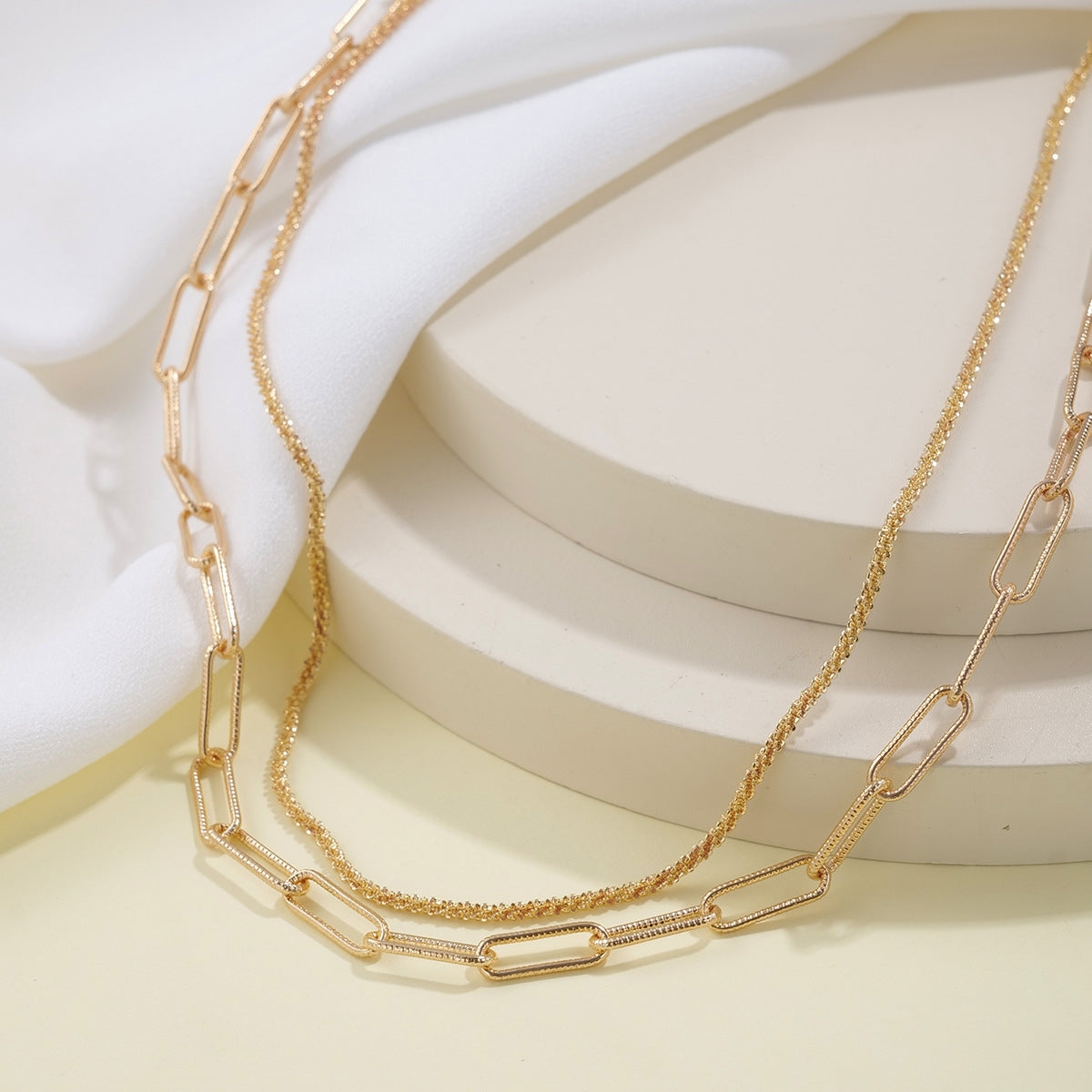 Punk Geometric Gold Plated Layered Necklace Set for Women
