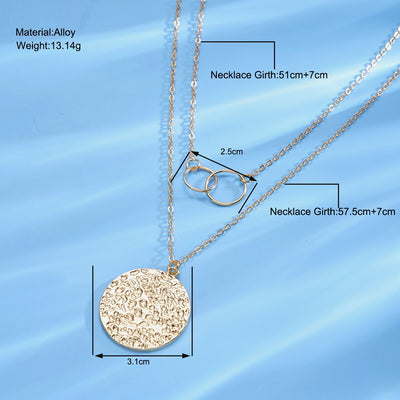 Punk Style Layered Rose Coin Pendant Necklace for Women