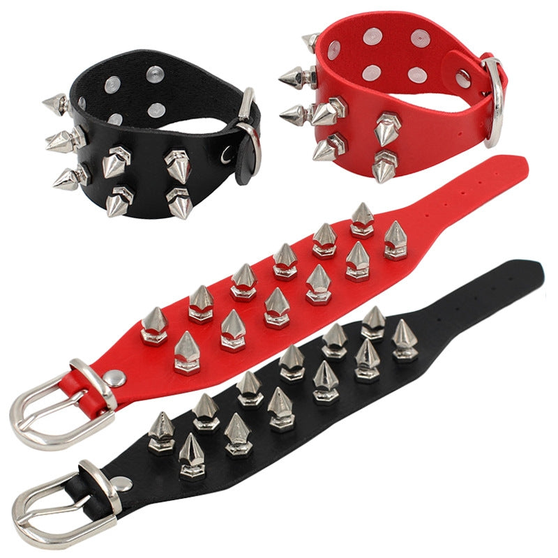 Punk Spiked PU Leather Unisex Wristband Bracelet