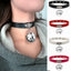 Punk PU Leather Patchwork Bell Pendant Choker Necklace for Women