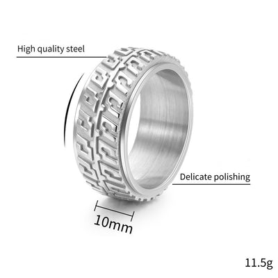Titanium Steel Rotatable Motorcycle Tire Design Men's Punk Ring