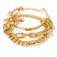 Punk Style Multi-Layer Snake Bone and Glossy Chain Bracelet Set with Square Filigree Open Design