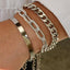 Punk Style Multi-Layer Snake Bone and Glossy Chain Bracelet Set with Square Filigree Open Design