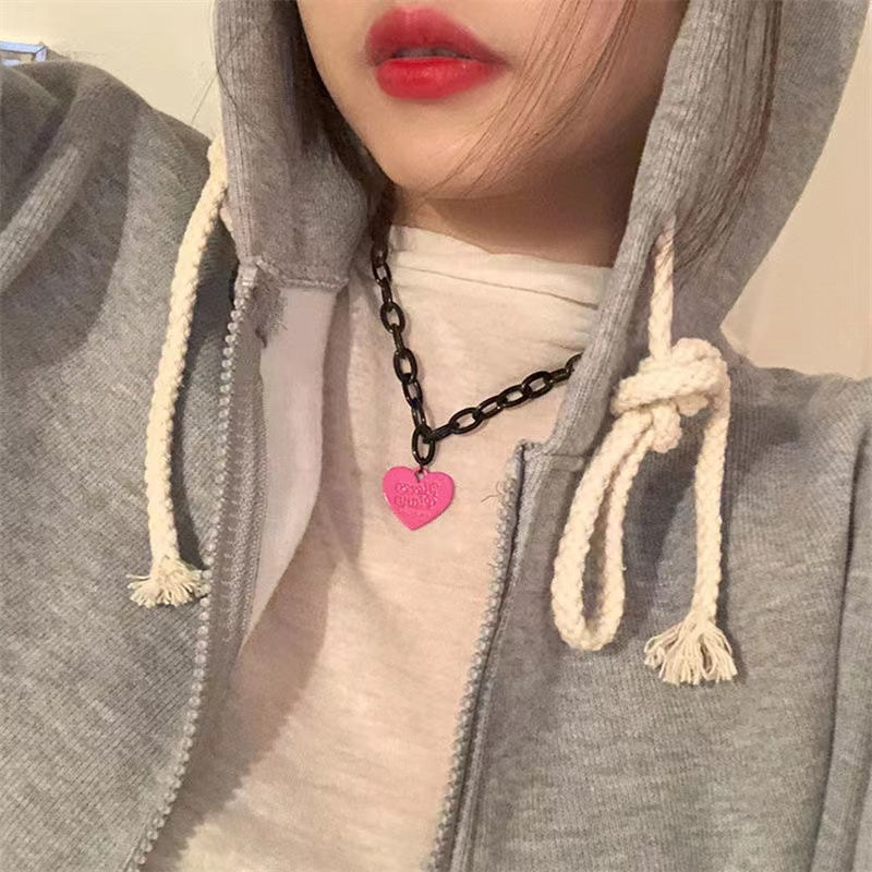 Punk Heart Shape Alloy Pendant Necklace - Trendy Red Ins Style Choker for Women