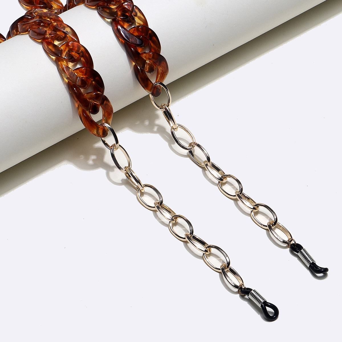 Resin Acrylic Amber Metal Eyeglasses Chain Non-slip Retro Fashion Cord