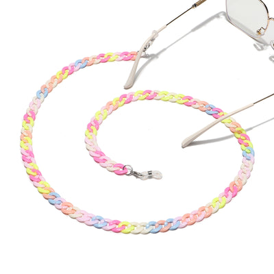 Resin Acrylic Mixed Color Retro Fashion Glasses Chain