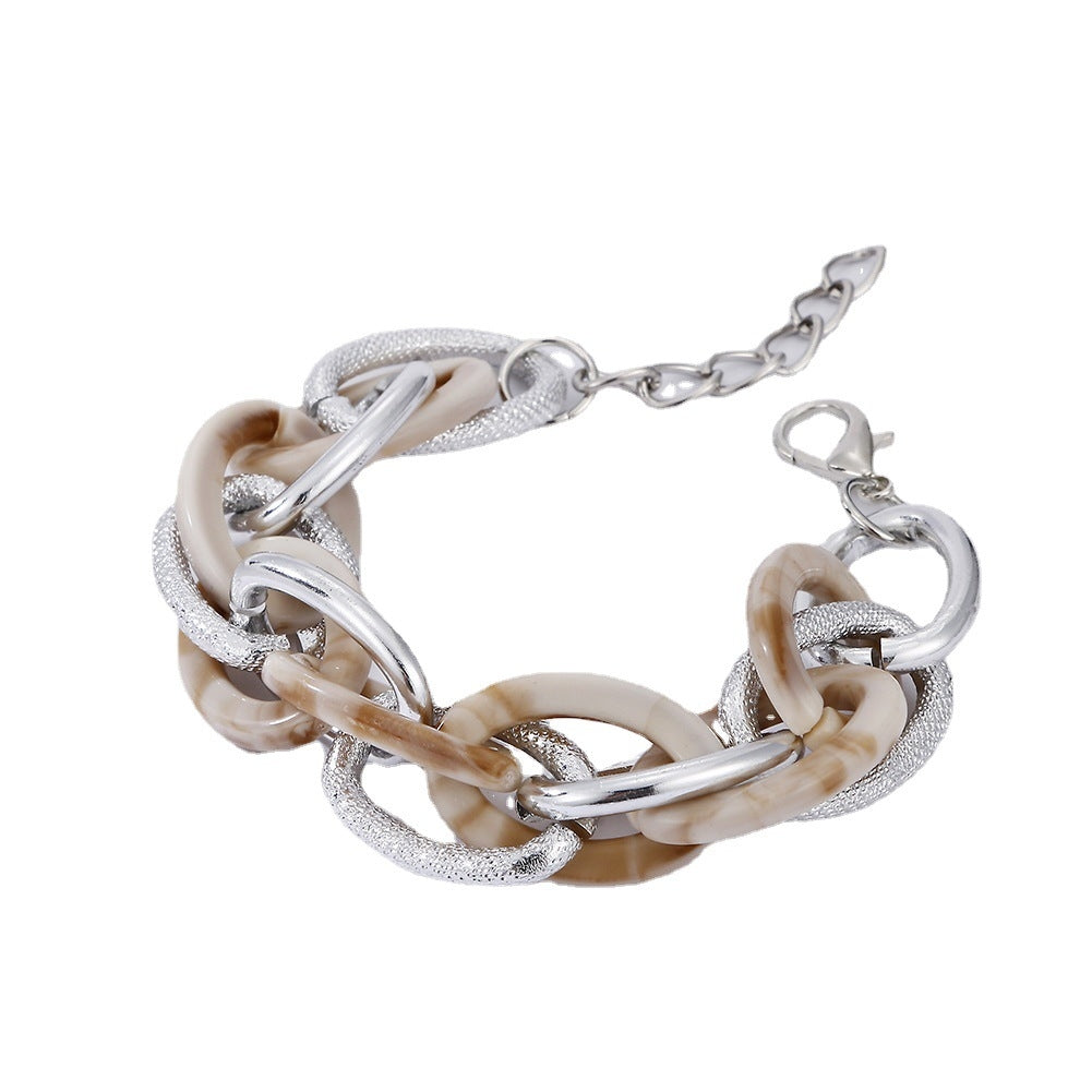 Retro Acrylic Multi-Color Hollow Amber Aluminum Chain Bracelet - Hip-Hop Style Fashion Accessory