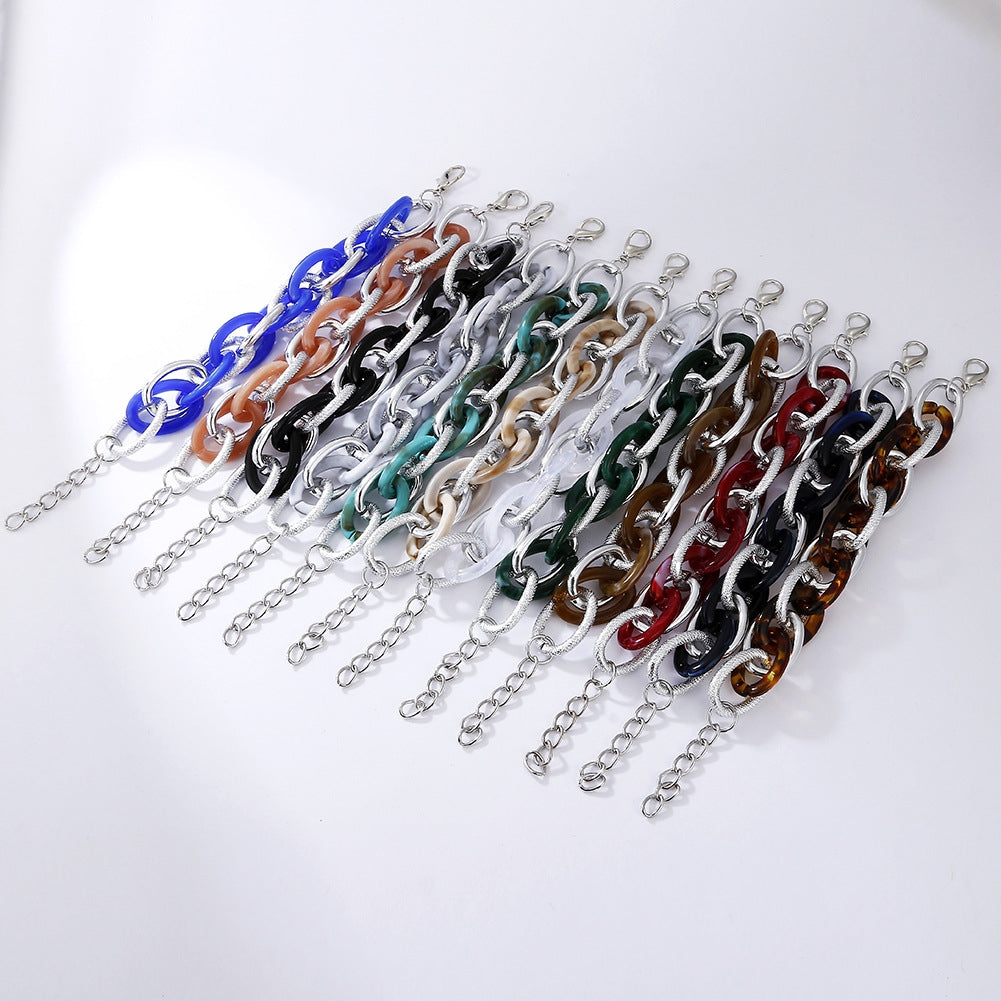 Retro Acrylic Multi-Color Hollow Amber Aluminum Chain Bracelet - Hip-Hop Style Fashion Accessory