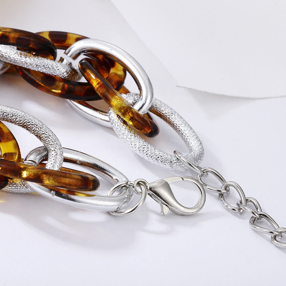 Retro Acrylic Multi-Color Hollow Amber Aluminum Chain Bracelet - Hip-Hop Style Fashion Accessory