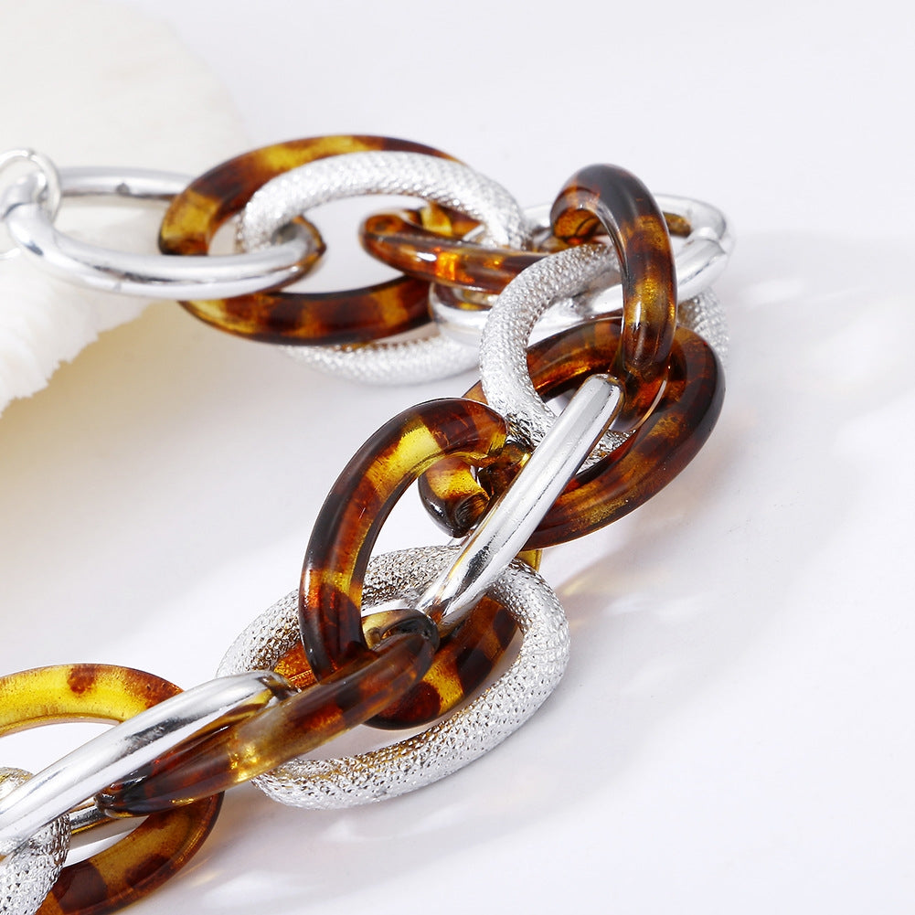 Retro Acrylic Multi-Color Hollow Amber Aluminum Chain Bracelet - Hip-Hop Style Fashion Accessory