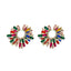 Retro European Alloy Inlaid Colorful Rhinestone Sunflower Earrings for Women