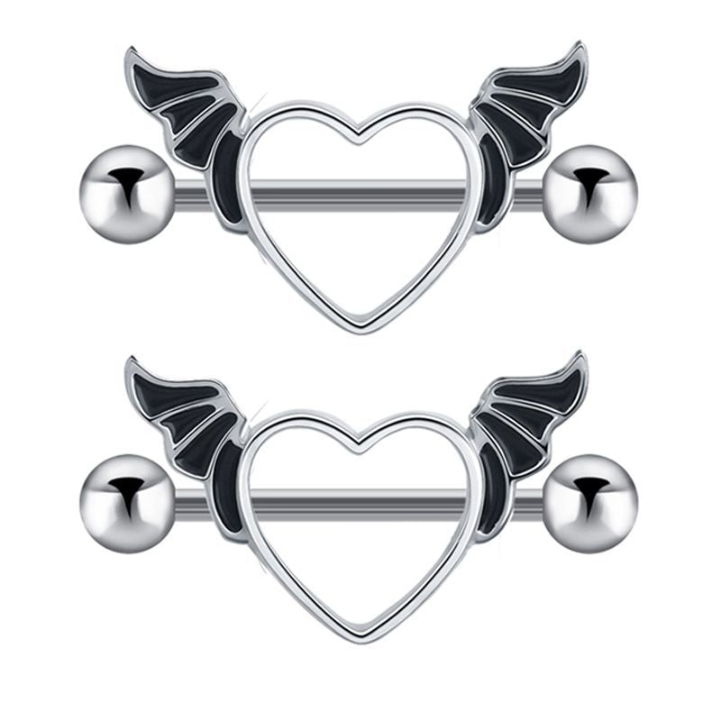 Retro Angel Heart Shape Stainless Steel Plating Belly Ring 1 Piece