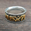 Retro Elephant Couple Ring 925 Two-tone Gold-plated Alloy